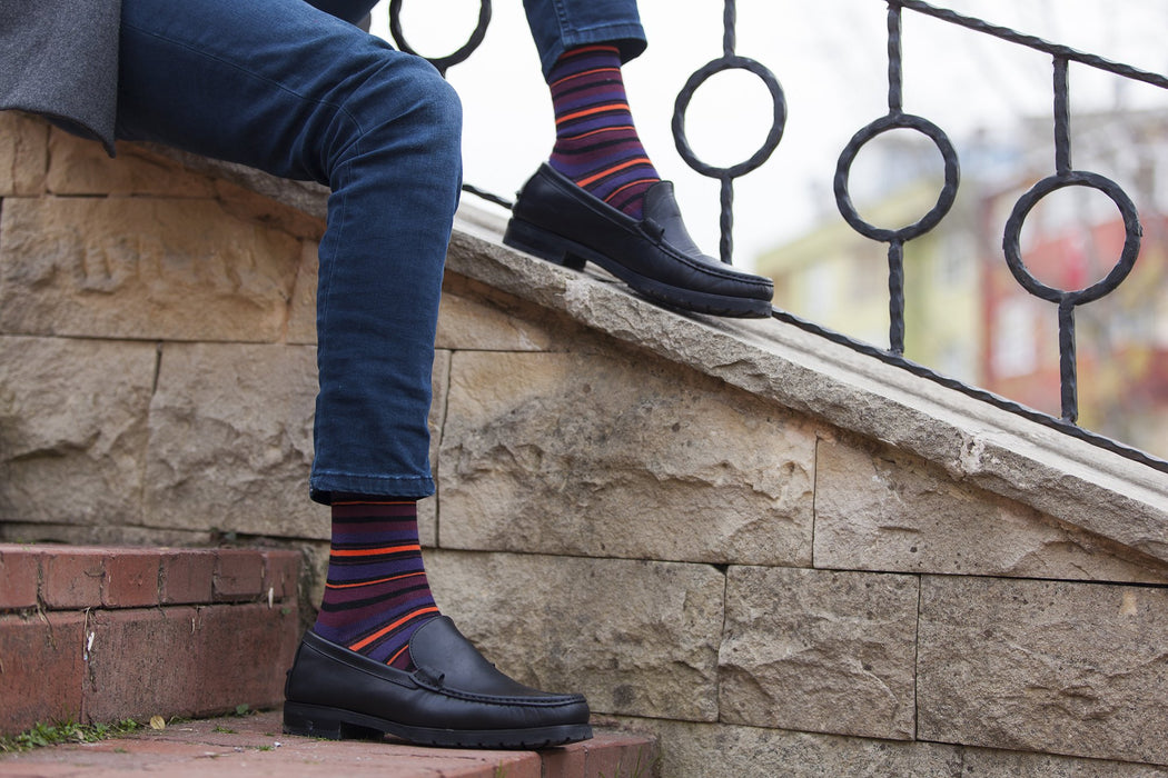 iWebCart - Men's 5-Pair Cool Striped Socks-3058