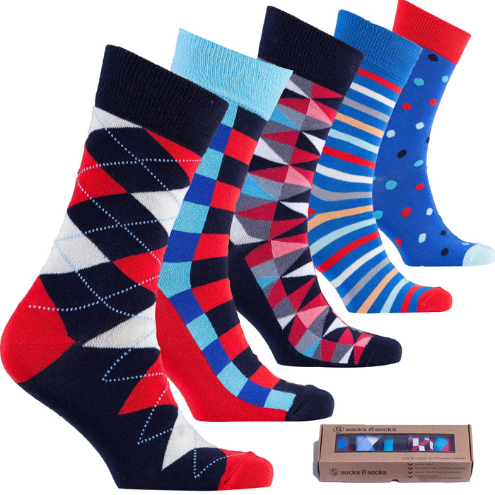 iWebCart - Men's 5-Pair Funky Mix Socks-3029