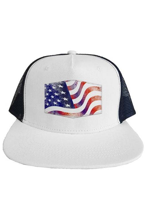 iWebCart - Faded USA Flag Patch Trucker Mesh Hat