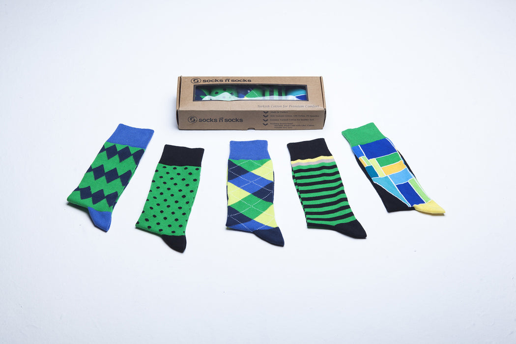 iWebCart - Men's 5-Pair Colorful Mix Socks-3036