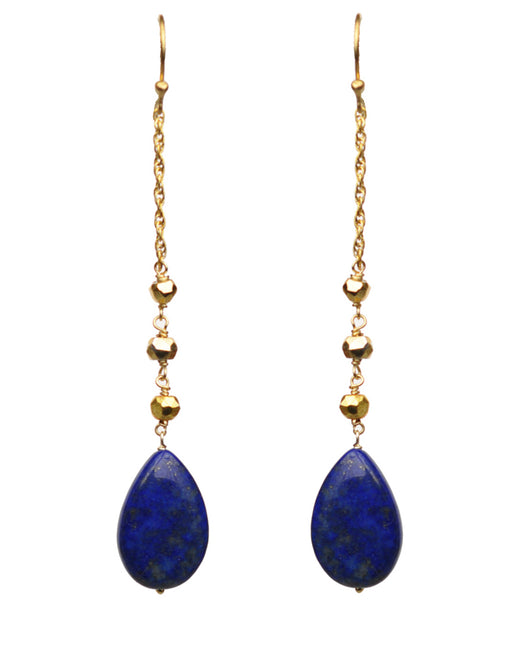 iWebCart - Lapis Lazuli Linear Drop Earrings