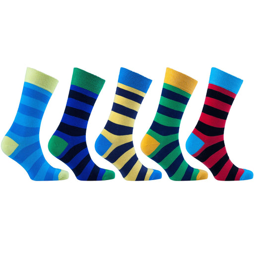 iWebCart - Men's 5-Pair Colorful Striped Socks-3059