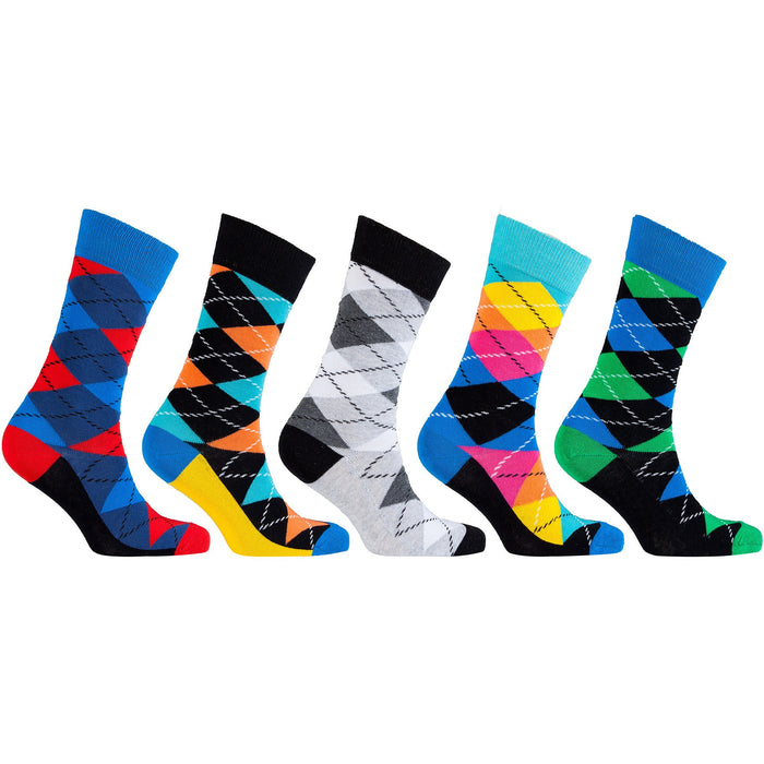 iWebCart - Men's 5-Pair Funky Argyle Socks-3005
