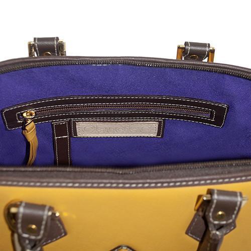 iWebCart - Antonia Leather Handbag- Goldenrod/Chocolate