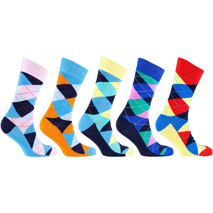 iWebCart - Men's 5-Pair Funky Argyle Socks-3003