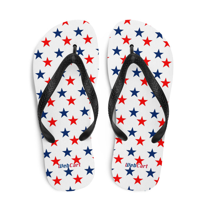 iWebCart - Red & Blue Stars On White Patriotic Flip-Flops