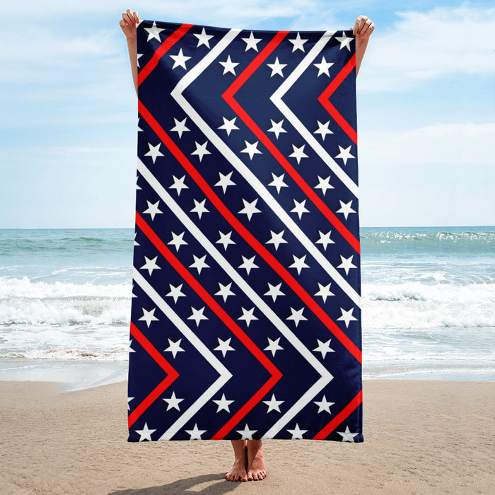 iWebCart - Stars & Stripes On Navy Background Beach Towel