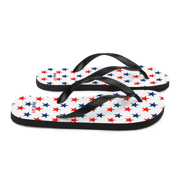 iWebCart - Red & Blue Stars On White Patriotic Flip-Flops