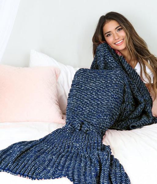 iWebCart - iWebCart - Cozy Cotton-Knit Mermaid Tail Blanket